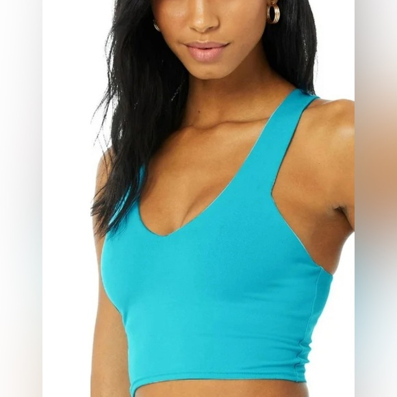 Alo Yoga Women's Airbrush Real Bra Tank Top, Bright Aqua, S - Picture 3 of 3